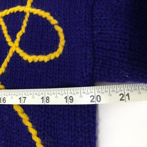 Nordstrom Individualist Sportswear Blue Wool Knit Sweater Tassel Vintage 80s M - Picture 10 of 12